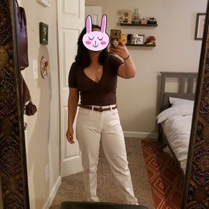 High waisted white mom jeans